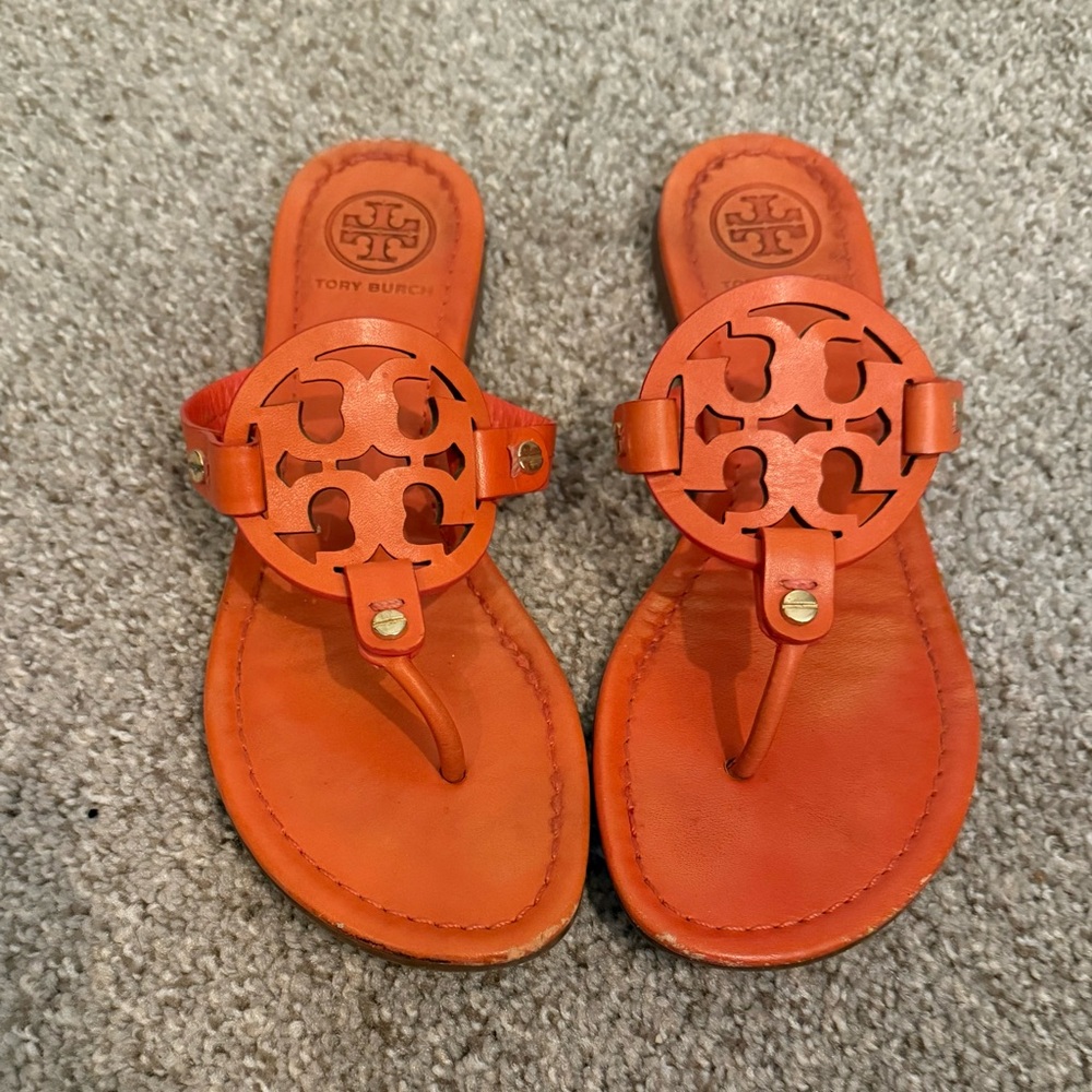 Tory Burch Orange Miller Sandals sz 7